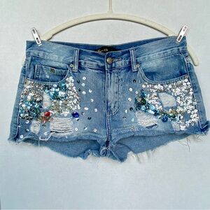 Distressed sequined Denim Shorts Sz 9
